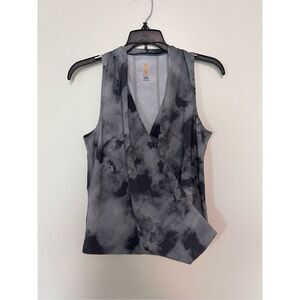 Lucy Athletic Gray Marble Faux Wrap Top sz XS EUC
